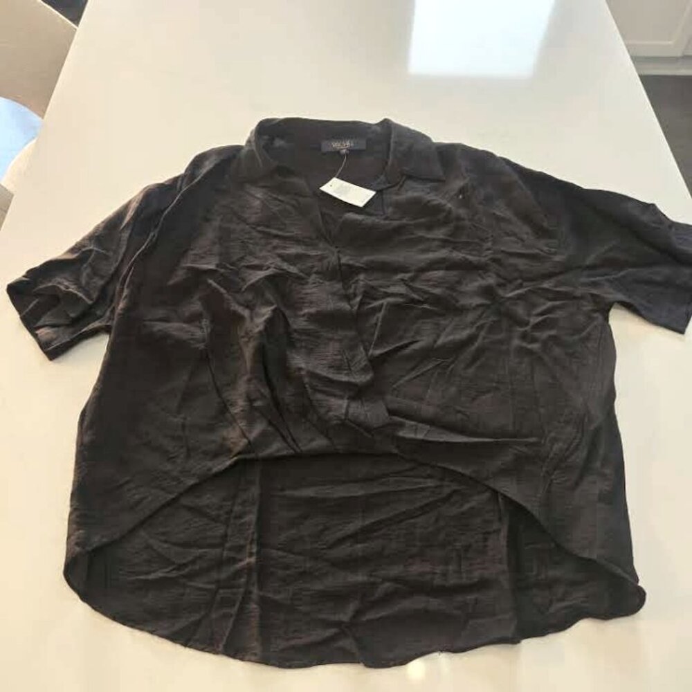 RACHEL Rachel Roy Black Top Blouse Casual Crop Preppy Size Large NEW WITH TAGS